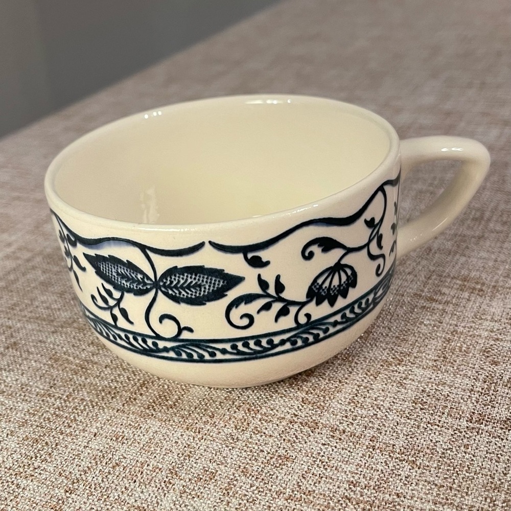 Blue and cream floral tea cup